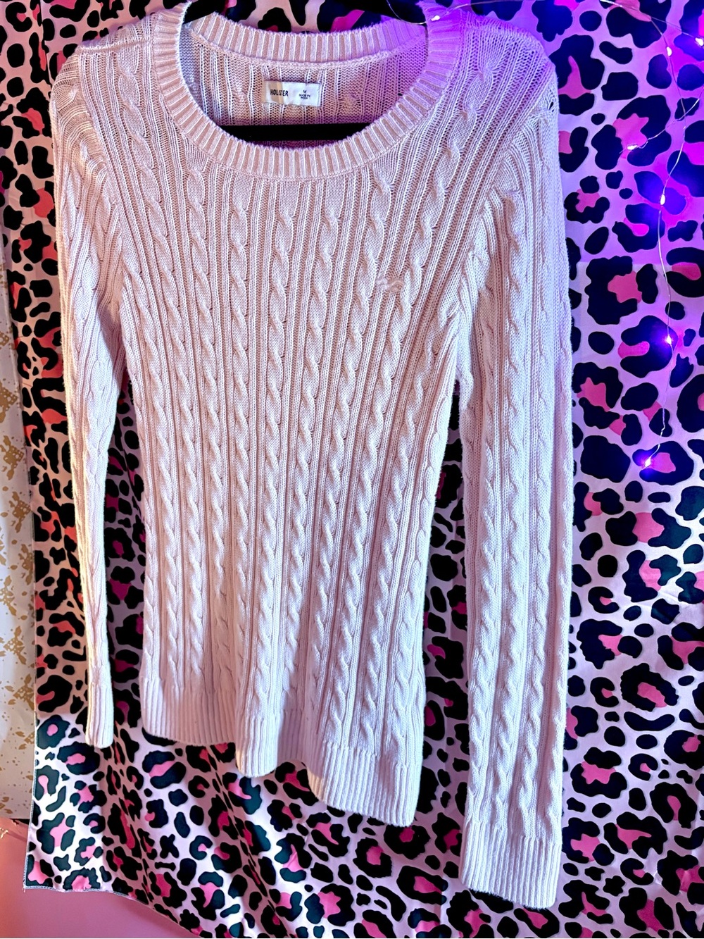 Baby pink Hollister Cable Knit Crewneck Sweater - Women